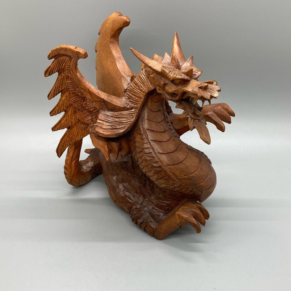 Handcrafted Wooden Dragon Sculpture